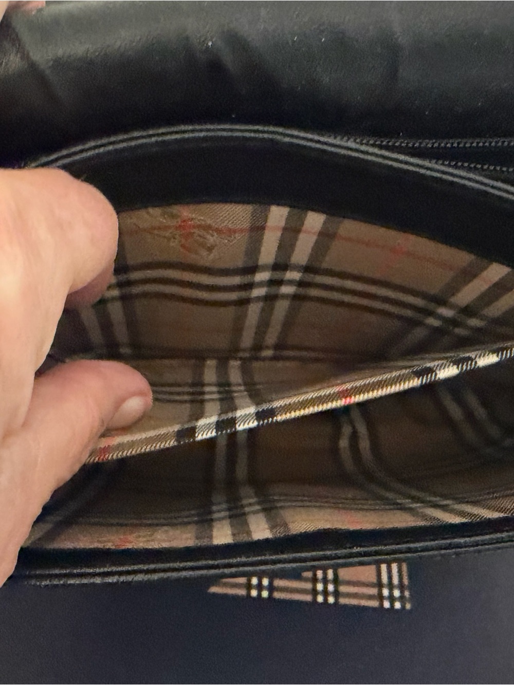 Vintage Burberry London Black Leather Crossbody Bag Nova Check w/ Box Dust Bag - Picture 10 of 15